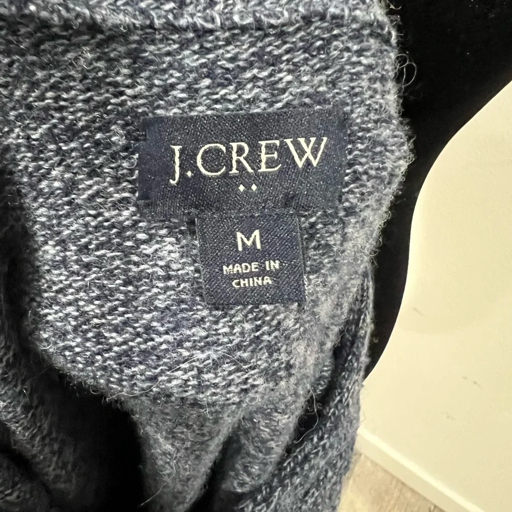 J.Crew Gray Wool Blend Shawl Collar Sweater Pullover Cozy Knit Size Medium